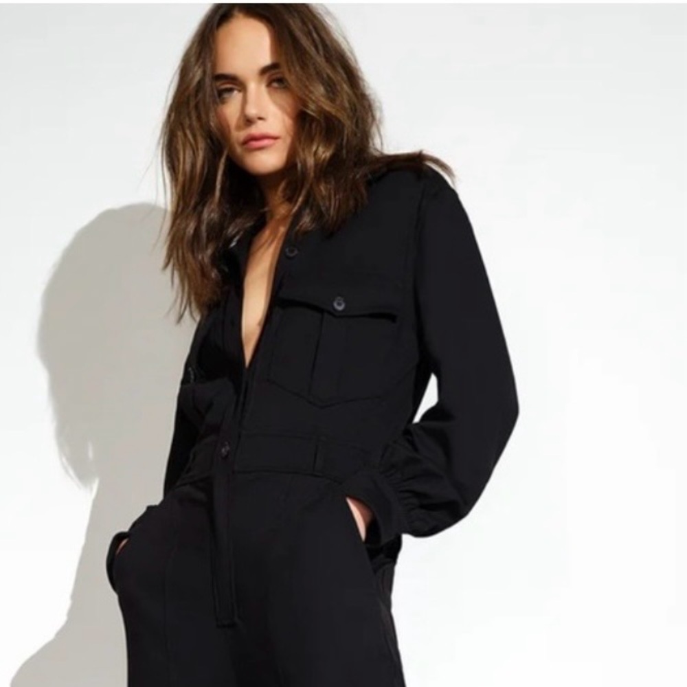 NWT SUSANA MONACO Black Cargo Jumpsuit size small